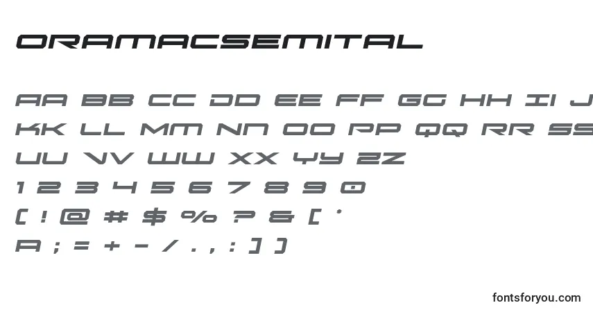 Schriftart Oramacsemital – Alphabet, Zahlen, spezielle Symbole