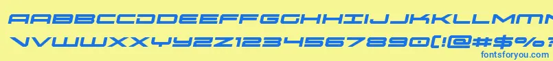 oramacsemital-Schriftart – Blaue Schriften auf gelbem Hintergrund
