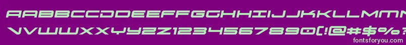 oramacsemital-Schriftart – Grüne Schriften auf violettem Hintergrund