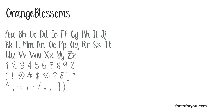 A fonte OrangeBlossoms – alfabeto, números, caracteres especiais