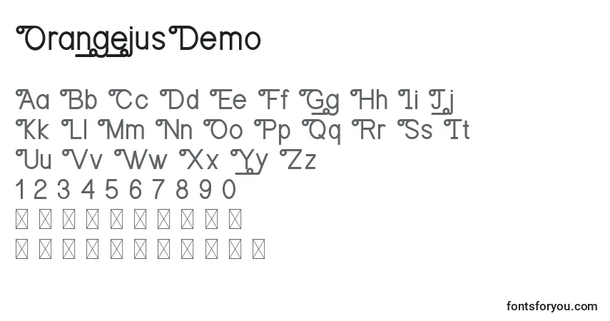 Шрифт OrangejusDemo – алфавит, цифры, специальные символы