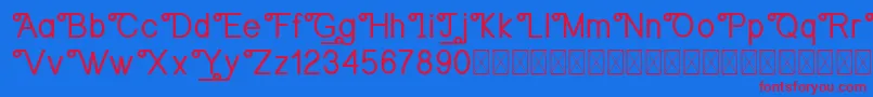 フォントOrangejusDemo – 赤い文字の青い背景