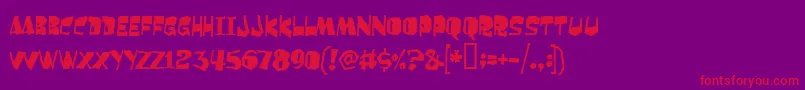 ORANGUTAN-Schriftart – Rote Schriften auf violettem Hintergrund