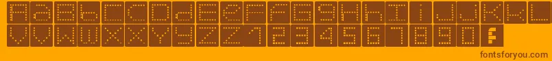 Orb-Schriftart – Braune Schriften auf orangefarbenem Hintergrund