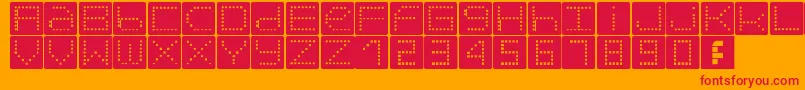 Orb-Schriftart – Rote Schriften auf orangefarbenem Hintergrund