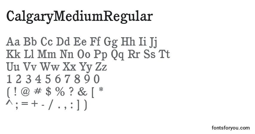 Schriftart CalgaryMediumRegular – Alphabet, Zahlen, spezielle Symbole