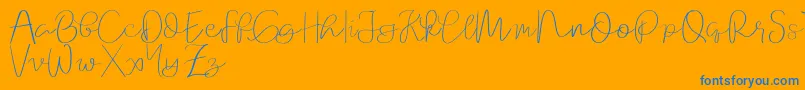 Orchard   demo-Schriftart – Blaue Schriften auf orangefarbenem Hintergrund