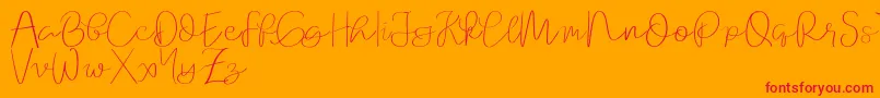 Orchard   demo-Schriftart – Rote Schriften auf orangefarbenem Hintergrund