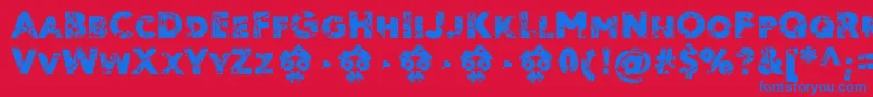 Ordeal Eroded FFP-Schriftart – Blaue Schriften auf rotem Hintergrund