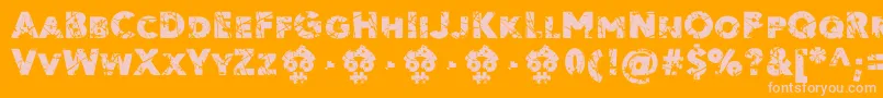 Ordeal Eroded FFP-Schriftart – Rosa Schriften auf orangefarbenem Hintergrund