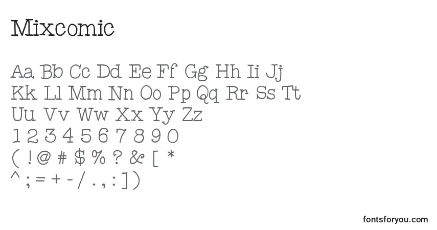 A fonte Mixcomic – alfabeto, números, caracteres especiais