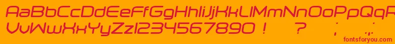 Orenburg BoldItalic-Schriftart – Rote Schriften auf orangefarbenem Hintergrund