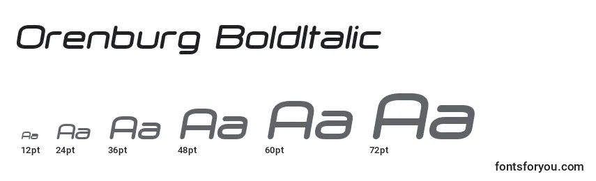 Orenburg BoldItalic Font Sizes