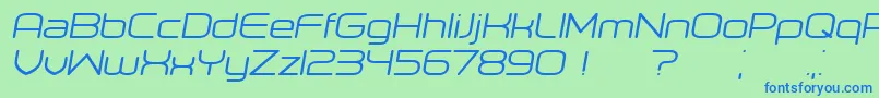 フォントOrenburg Italic – 青い文字は緑の背景です。