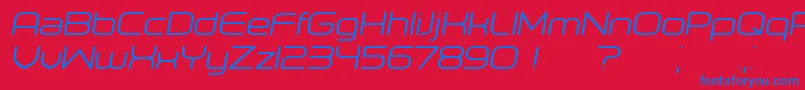 Czcionka Orenburg Italic – niebieskie czcionki na czerwonym tle