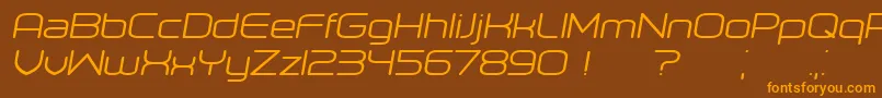 Orenburg Italic-Schriftart – Orangefarbene Schriften auf braunem Hintergrund