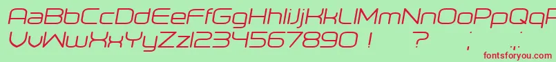 Czcionka Orenburg Italic – czerwone czcionki na zielonym tle