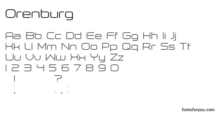 Шрифт Orenburg – алфавит, цифры, специальные символы