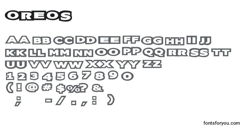 Schriftart Oreos (136243) – Alphabet, Zahlen, spezielle Symbole