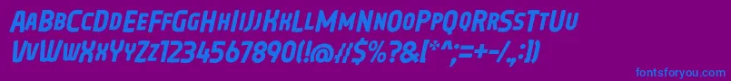 フォントOreta Font Italic by 7NTypes – 紫色の背景に青い文字