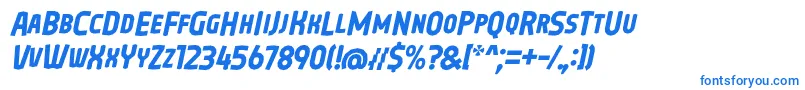 フォントOreta Font Italic by 7NTypes – 白い背景に青い文字