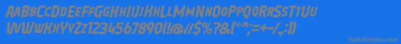 フォントOreta Font Italic by 7NTypes – 青い背景に灰色の文字