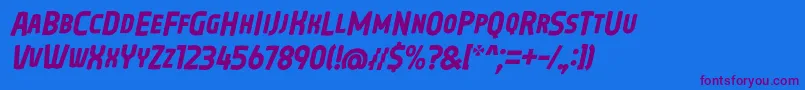 フォントOreta Font Italic by 7NTypes – 紫色のフォント、青い背景