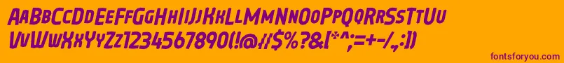 フォントOreta Font Italic by 7NTypes – オレンジの背景に紫のフォント