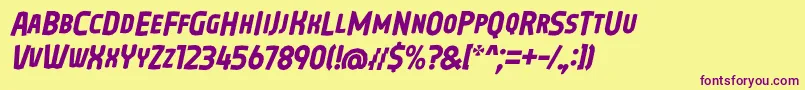 フォントOreta Font Italic by 7NTypes – 紫色のフォント、黄色の背景