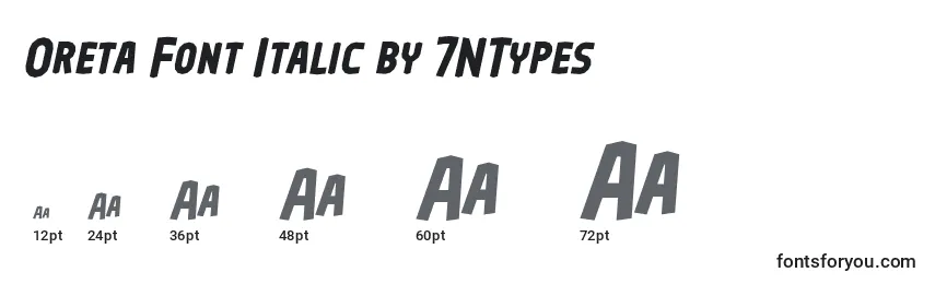 Tamaños de fuente Oreta Font Italic by 7NTypes