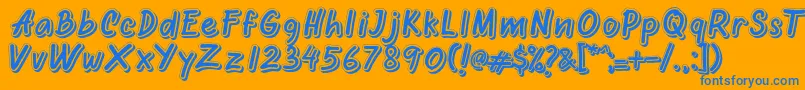Oretans Shadow Personal Use Only-Schriftart – Blaue Schriften auf orangefarbenem Hintergrund