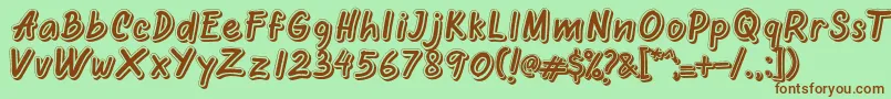 Шрифт Oretans Shadow Personal Use Only – коричневые шрифты на зелёном фоне