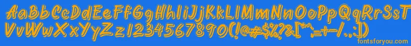 フォントOretans Shadow Personal Use Only – オレンジ色の文字が青い背景にあります。