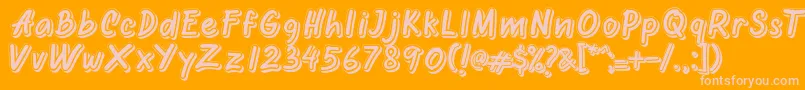 Weitere Informationen zur Oretans Shadow Personal Use Only-Schriftart Oretans Shadow Personal Use Only-Schriftart – Rosa Schriften auf orangefarbenem Hintergrund