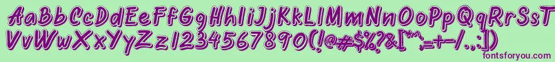 Шрифт Oretans Shadow Personal Use Only – фиолетовые шрифты на зелёном фоне