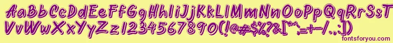 Шрифт Oretans Shadow Personal Use Only – фиолетовые шрифты на жёлтом фоне