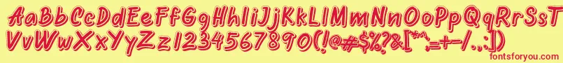 Oretans Shadow Personal Use Only-fontti – punaiset fontit keltaisella taustalla