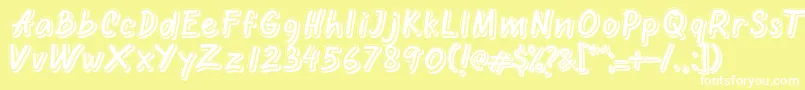 Oretans Shadow Personal Use Only-fontti – valkoiset fontit keltaisella taustalla