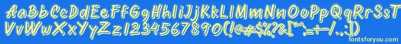 Шрифт Oretans Shadow Personal Use Only – жёлтые шрифты на синем фоне