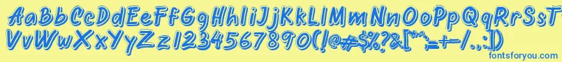 Oretans Shadow Personal Use Only Font – Blue Fonts on Yellow Background