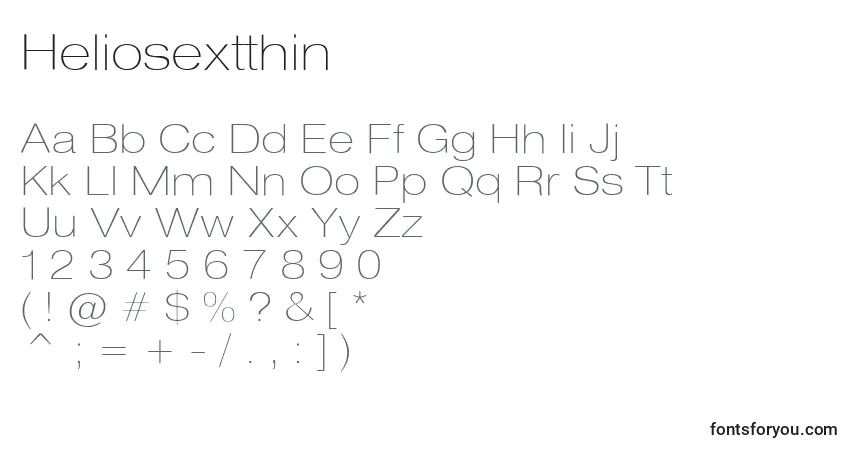 Schriftart Heliosextthin – Alphabet, Zahlen, spezielle Symbole