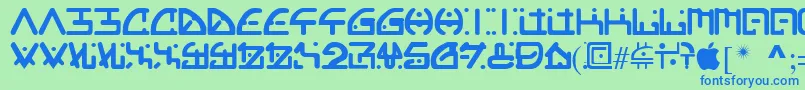 orgy Font – Blue Fonts on Green Background