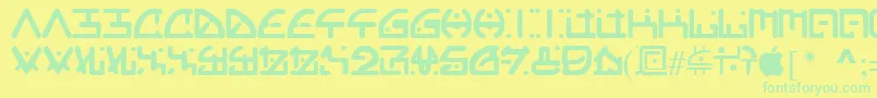 Fonte orgy – fontes verdes em um fundo amarelo
