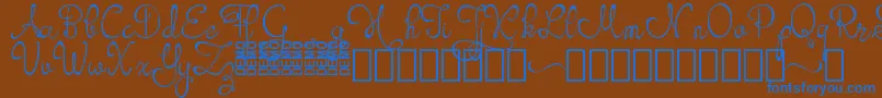 フォントOrhydea Demo – 茶色の背景に青い文字