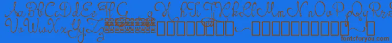 フォントOrhydea Demo – 茶色の文字が青い背景にあります。