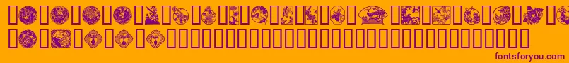 Oriental View Font – Purple Fonts on Orange Background