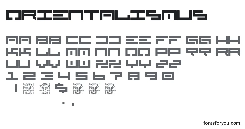 Шрифт Orientalismus – алфавит, цифры, специальные символы