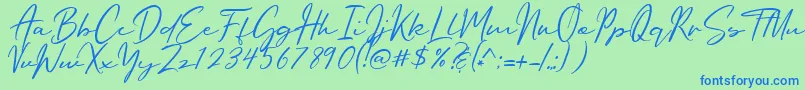 Oriflame Script Font – Blue Fonts on Green Background
