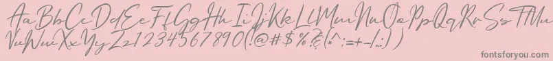 Oriflame Script-Schriftart – Graue Schriften auf rosa Hintergrund