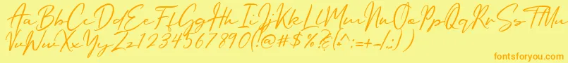 Шрифт Oriflame Script – оранжевые шрифты на жёлтом фоне